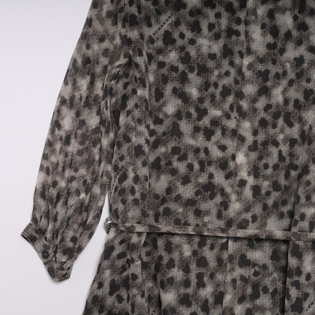 Burberry Burberry Silk Dress Grey Black Printed Belted Dress Size S / US 4 / IT 40 - 14 Thumbnail