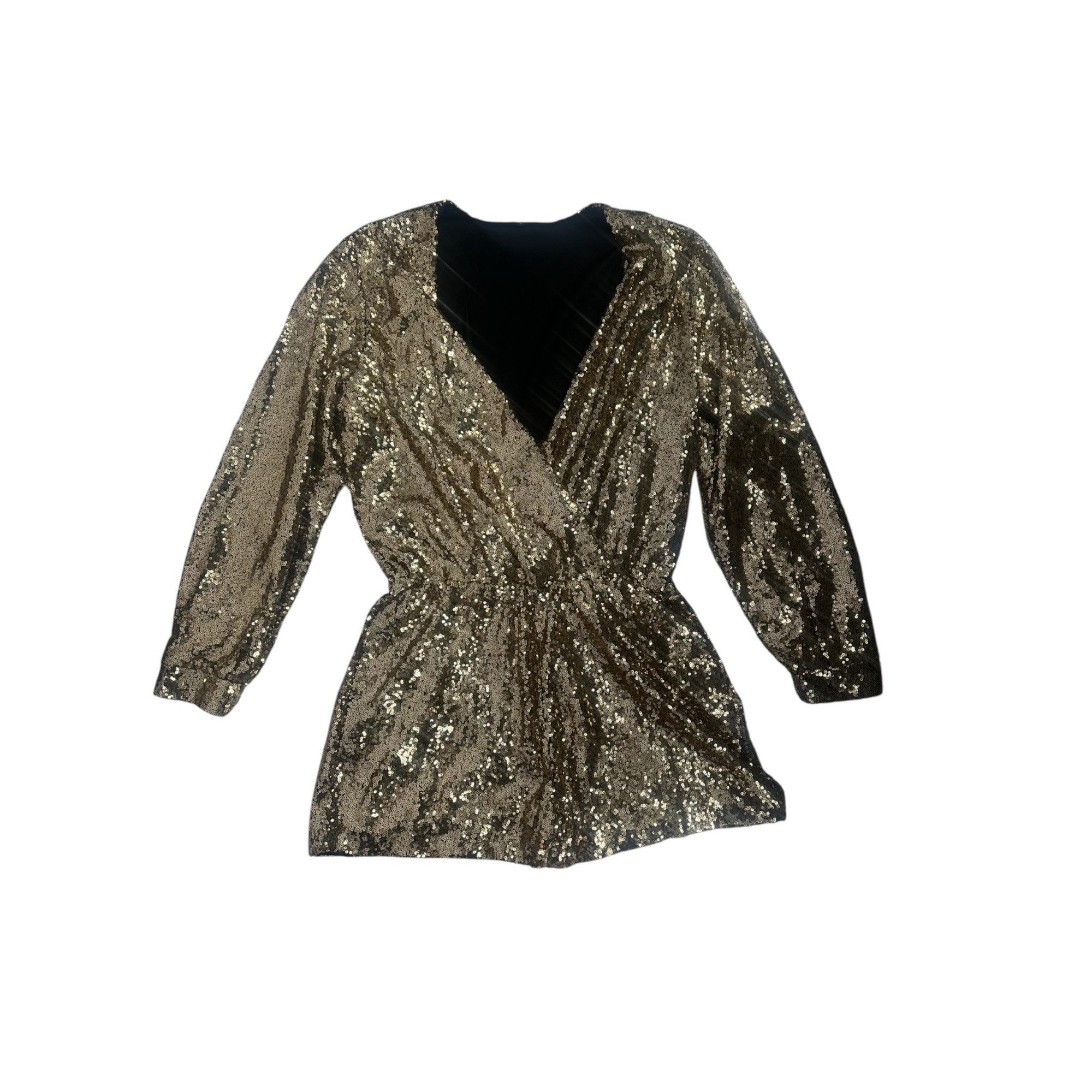 Other Boutique Style Women’s Gold Sequin Romper Large Long Sleeve Size 26" / US 2 / IT 38 - 6 Thumbnail