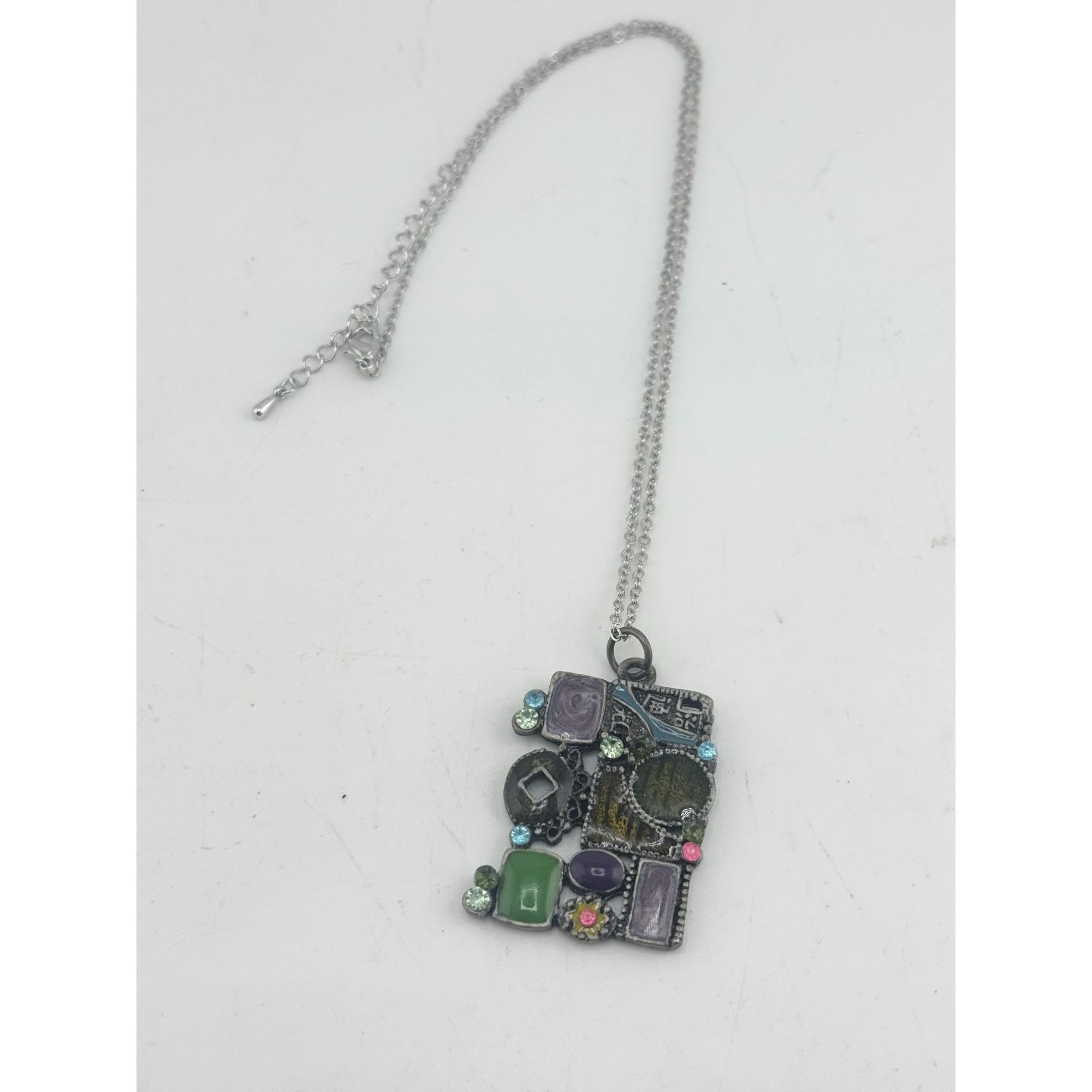 Vintage Vintage enamel rhinestone pendant necklace Size ONE SIZE - 3 Thumbnail