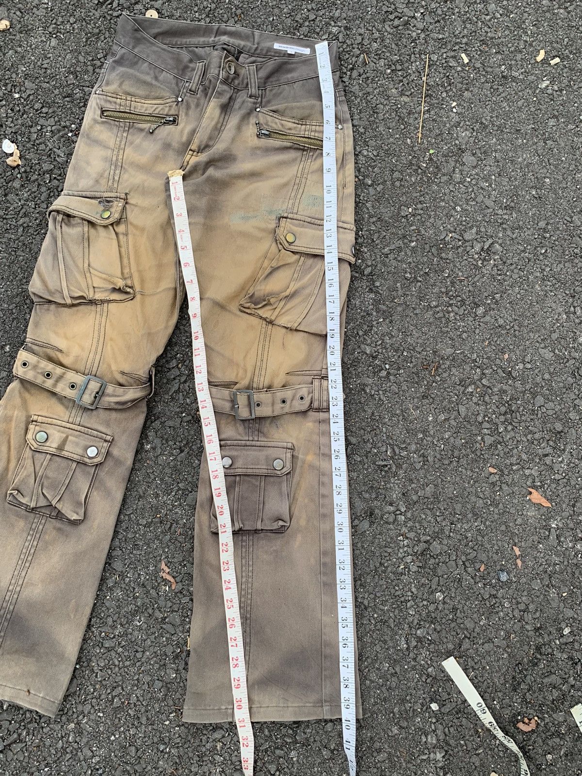 Tornado Mart TRASHER💥FLARE SEMANTIC DESIGN BONDAGE SUNFADED DISTRESSED Size US 28 / EU 44 - 18 Thumbnail
