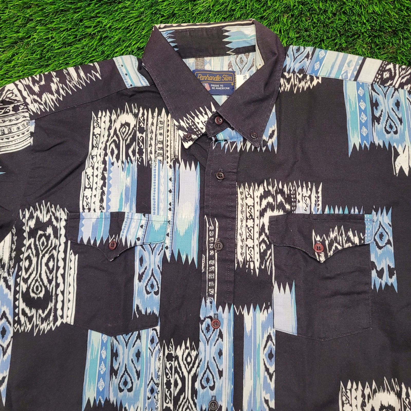 Panhandle Slim VTG 80s Panhandle Slim Abstract Ikat Print Button Shirt 2XLT Size US XXL / EU 58 / 5 - 2 Thumbnail