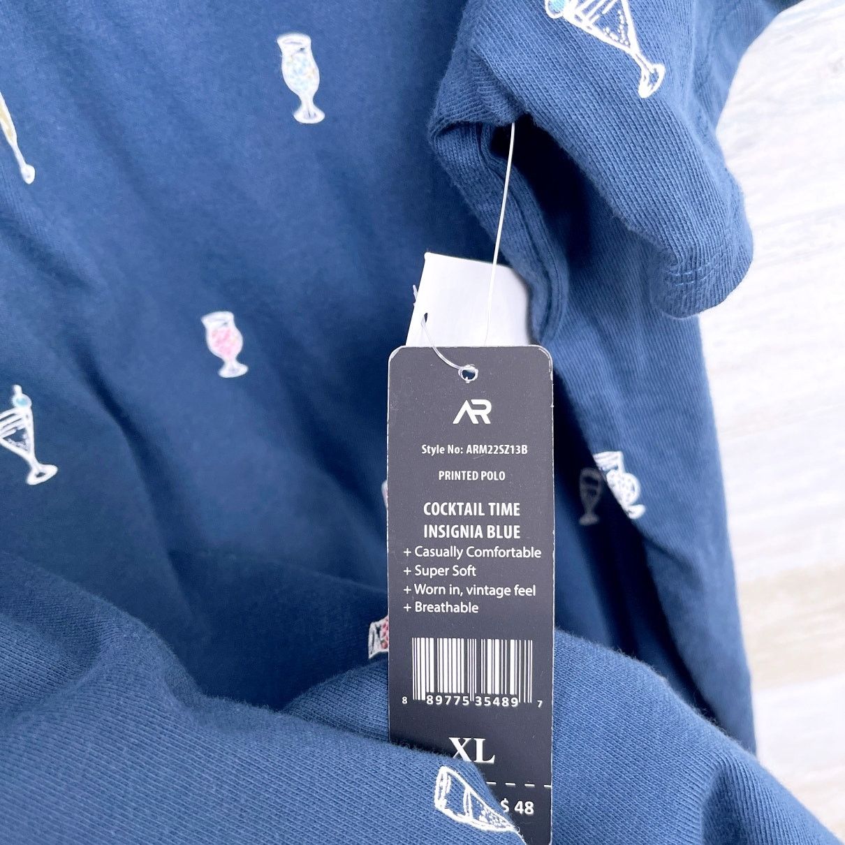 American Rag American Rag Cocktail Martini Print Polo Shirt Blue Mens XL Size US XL / EU 56 / 4 - 4 Thumbnail