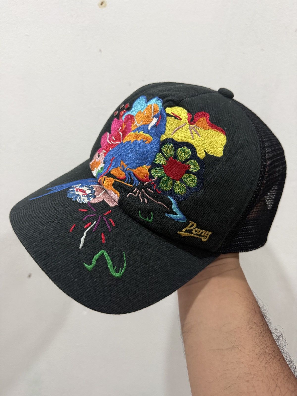 VTG PONY Like Ed Hardy Embroidery Trucker Hat
