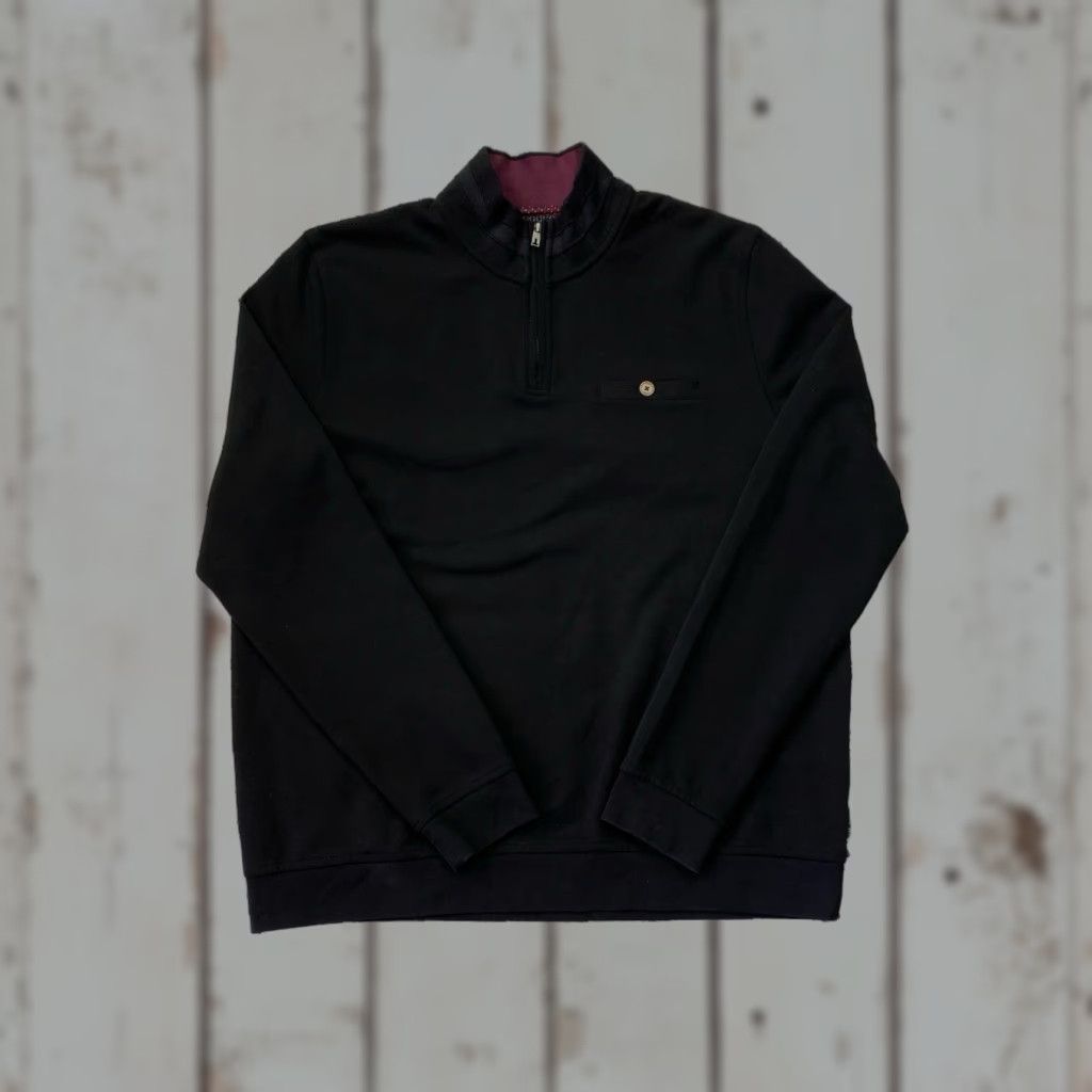 Ted Baker Ted Baker London Mens 6 Black Quarter Zip Long Sleeve Pullover Shirt Size US S / EU 44-46 / 1 - 1 Thumbnail
