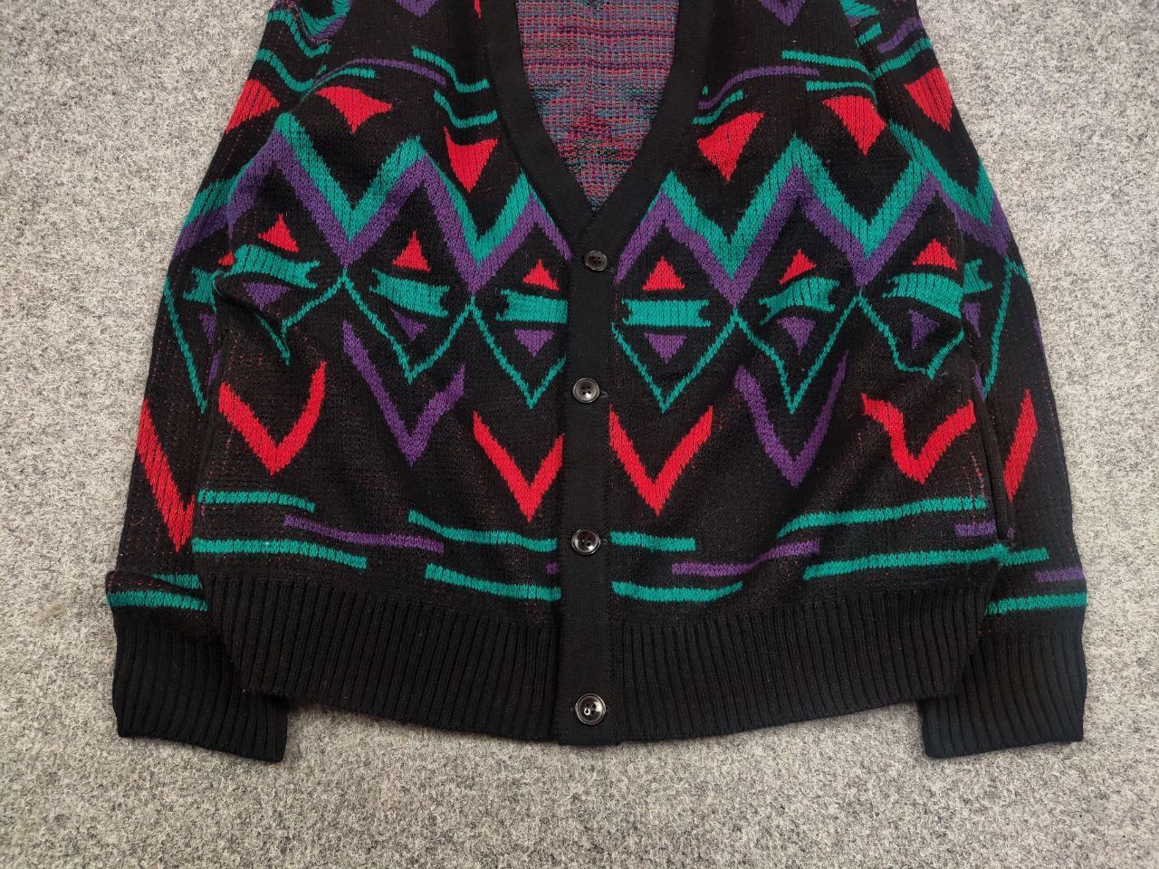 Japanese Brand Vintage 90's Japan style geometric knit Sweater Cardigan Size US L / EU 52-54 / 3 - 9 Thumbnail