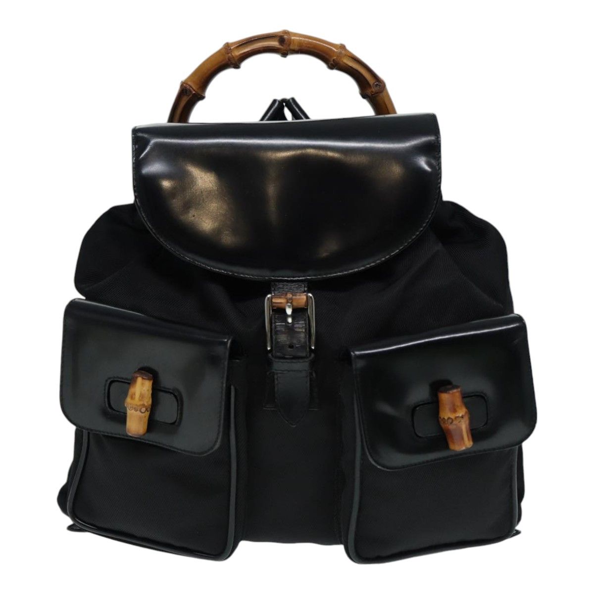 Gucci Bamboo Black Canvas Backpack Bag (Pre-Owned) Size ONE SIZE - 1 Thumbnail