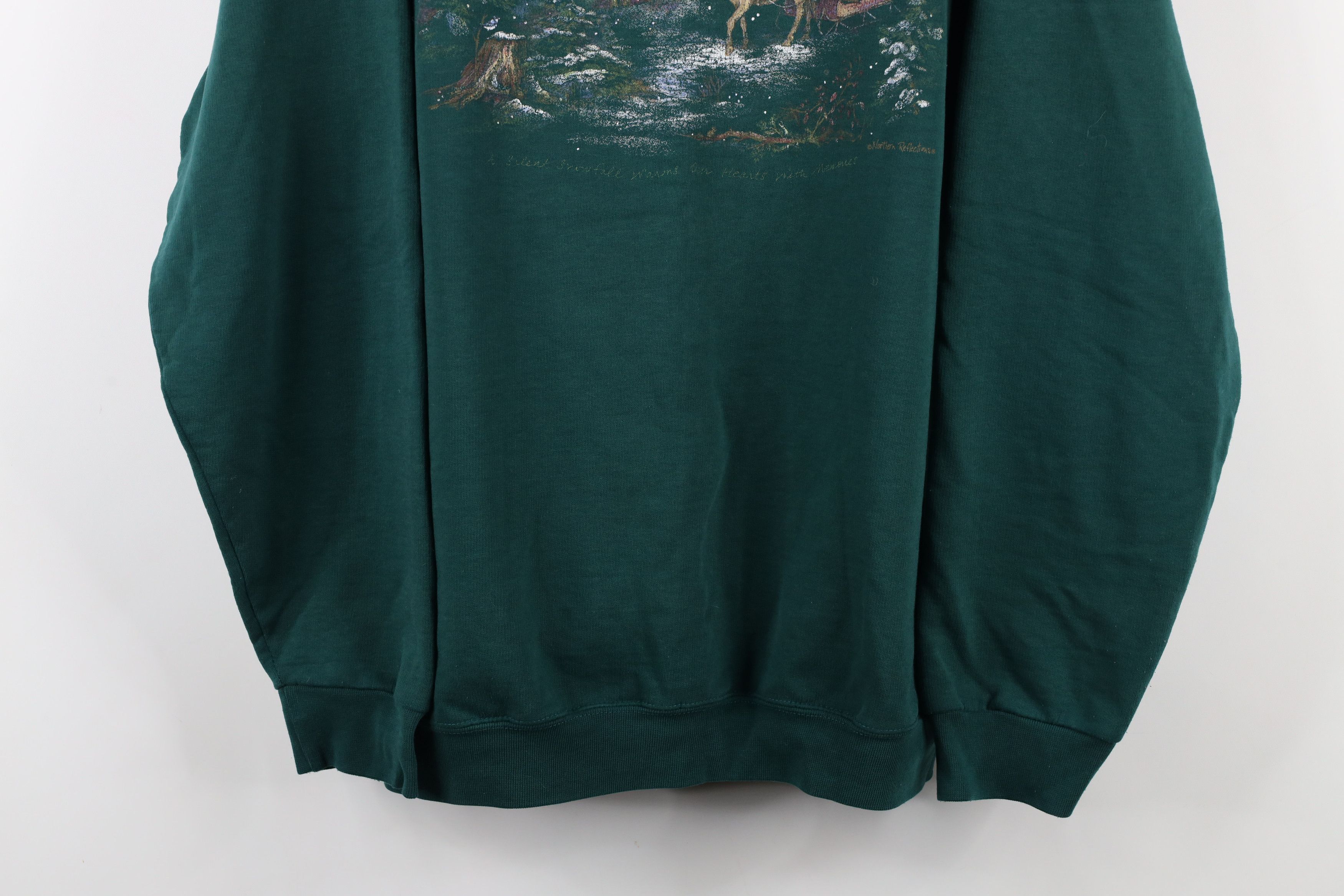 Vintage Vintage 90s Streetwear Nature Forest Sweatshirt Green USA Size XL / US 12-14 / IT 48-50 - 3 Thumbnail