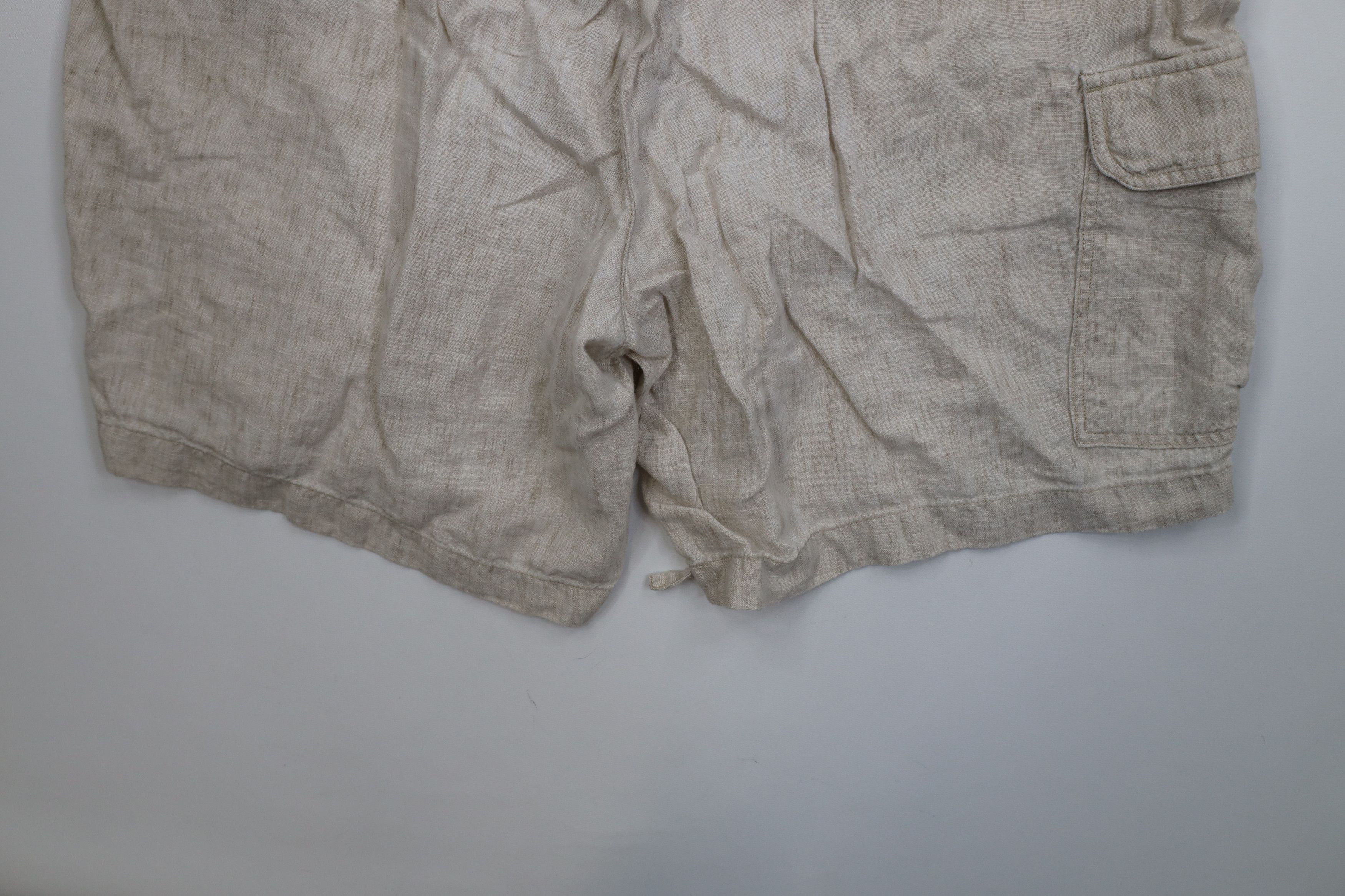 Vintage Vintage 90s Streetwear Linen Cargo Shorts Oatmeal Brown Size US 34 / EU 50 - 14 Thumbnail