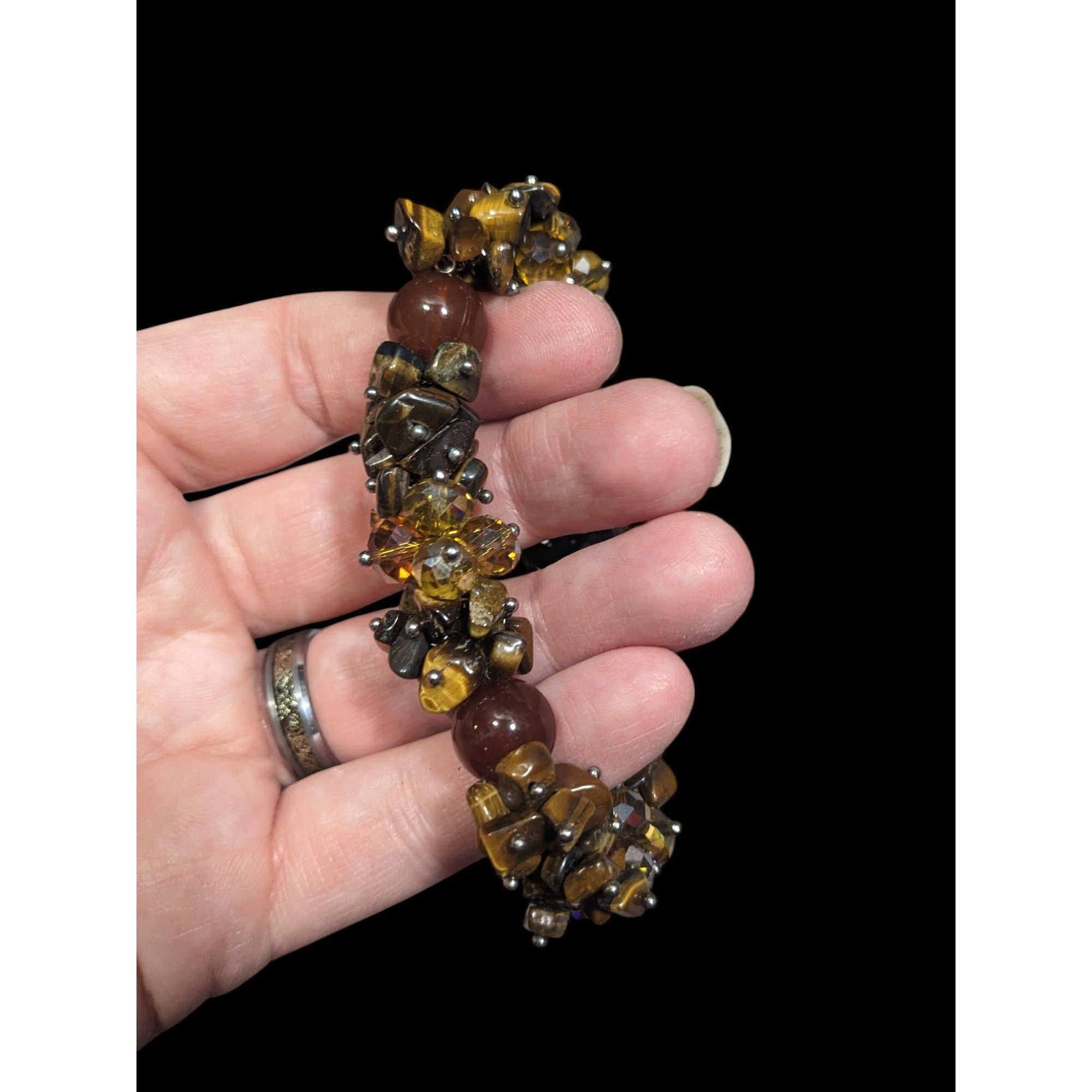 Other Brown Gemstone Chip Glass Beaded Tiger Eye Stretch Braceket Size ONE SIZE - 4 Thumbnail