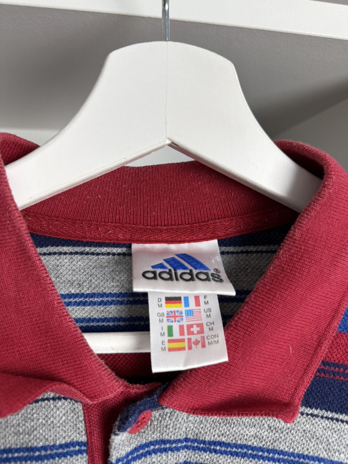 Adidas × Vintage Vintage 90s Adidas Bayern Munich striped polo t-shirt soccer Size US M / EU 48-50 / 2 - 5 Thumbnail