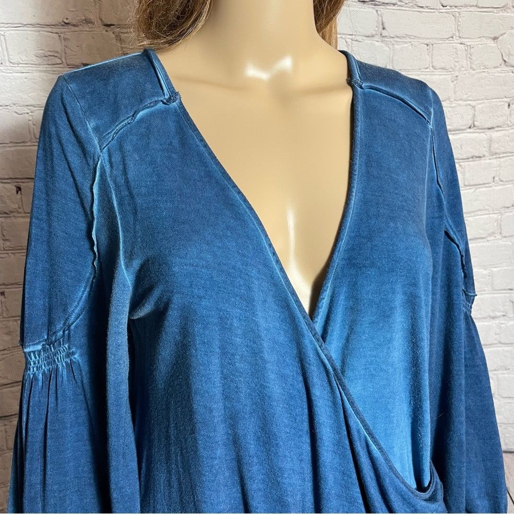 Free People Free People Blue Cross Over Wrap Long Sleeve Top Size S Size S / US 4 / IT 40 - 3 Thumbnail