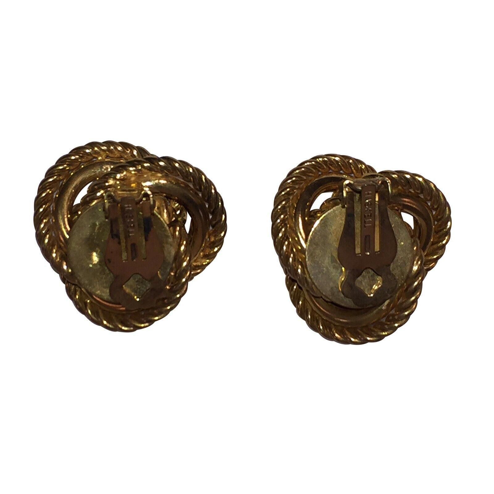 Designer Miriam Haskell Love Knot Interwoven Brass Earrings Size ONE SIZE - 3 Thumbnail