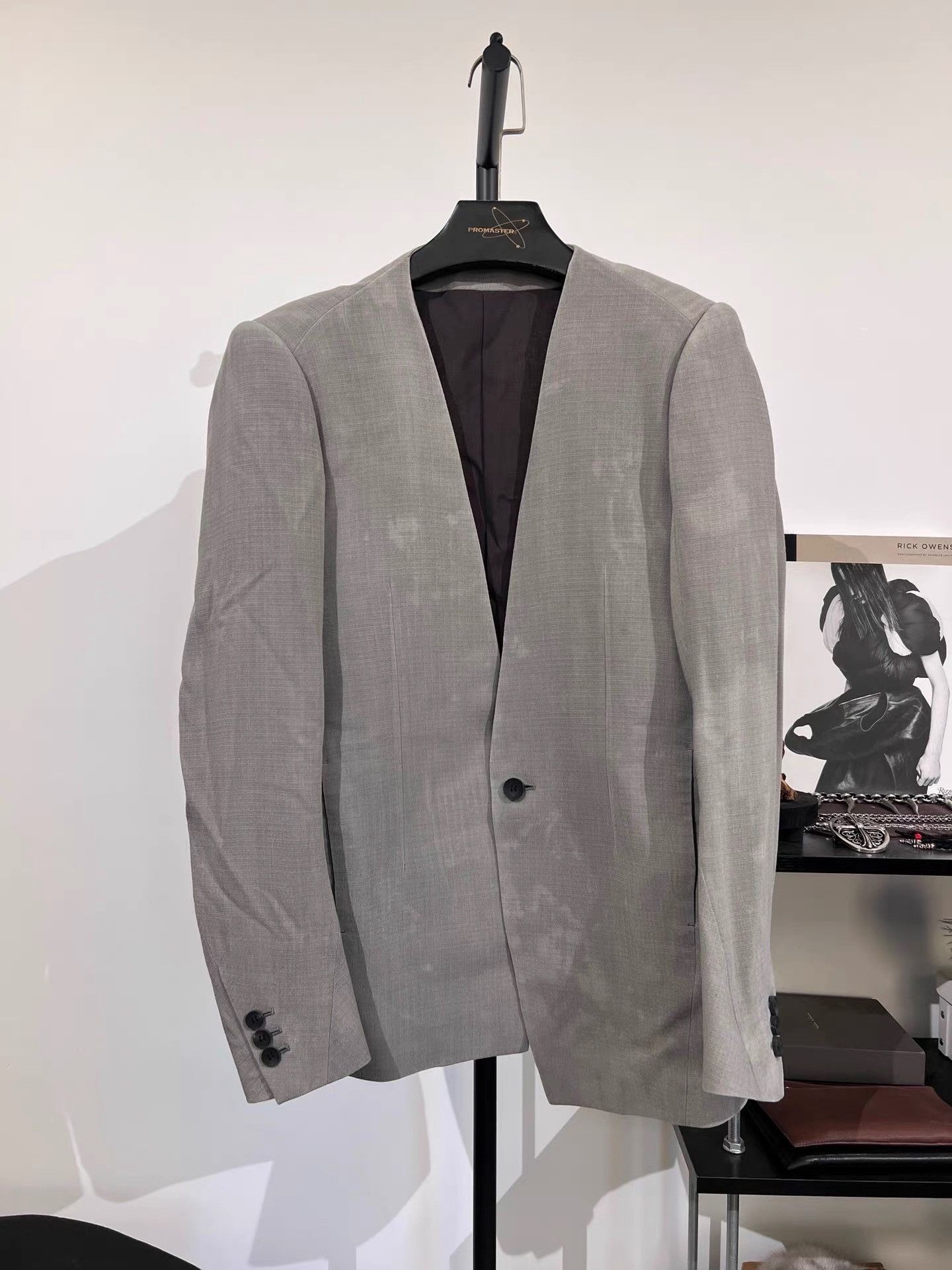 Devoa Devoa Avant-garde Washed Collarless Blazer K35 Size US M / EU 48-50 / 2 - 1 Thumbnail