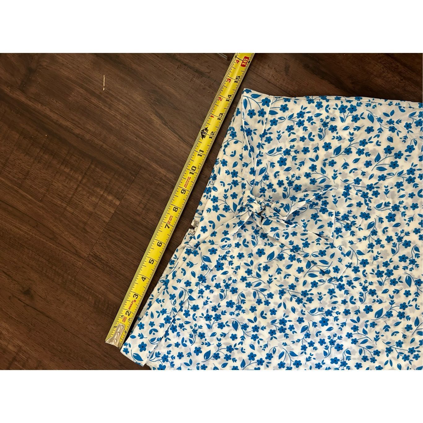 AMI Mi Ami Tie Lined Skirt, White Blue Floral, Sz Large Size 34" / US 12 / IT 48 - 3 Thumbnail