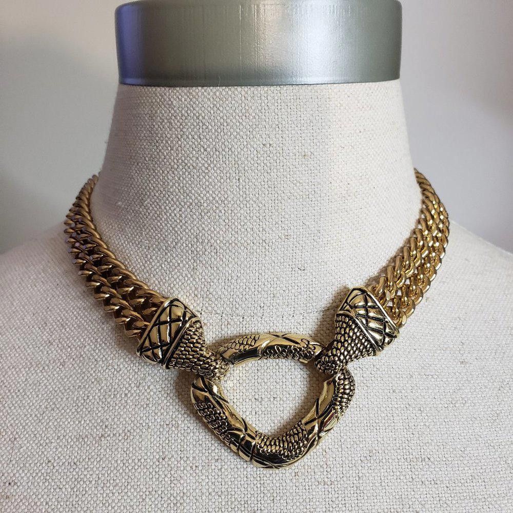 Designer Double Strand Figaro Link Heavy Gold Plated Necklace/Choker Size ONE SIZE - 1 Thumbnail