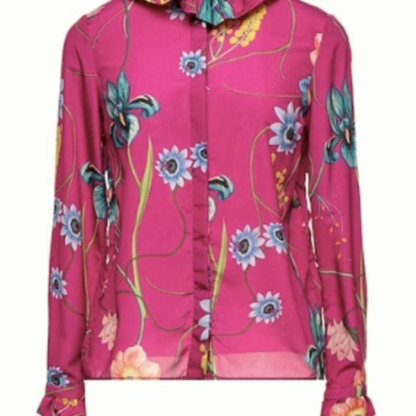 Other Borgo De Nor Floral blouse with ruffle collar Fuchsia size 8 Size M / US 6-8 / IT 42-44 - 4 Thumbnail