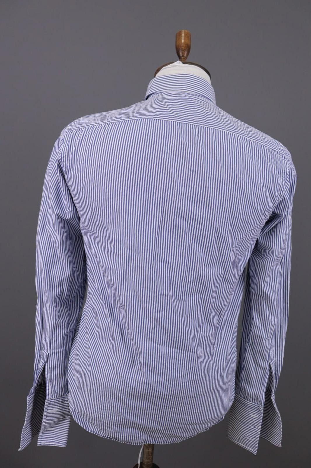 Designer Men Boggi Milano Blue Stripe Button Up Shirt Size 38 Size US M / EU 48-50 / 2 - 9 Thumbnail