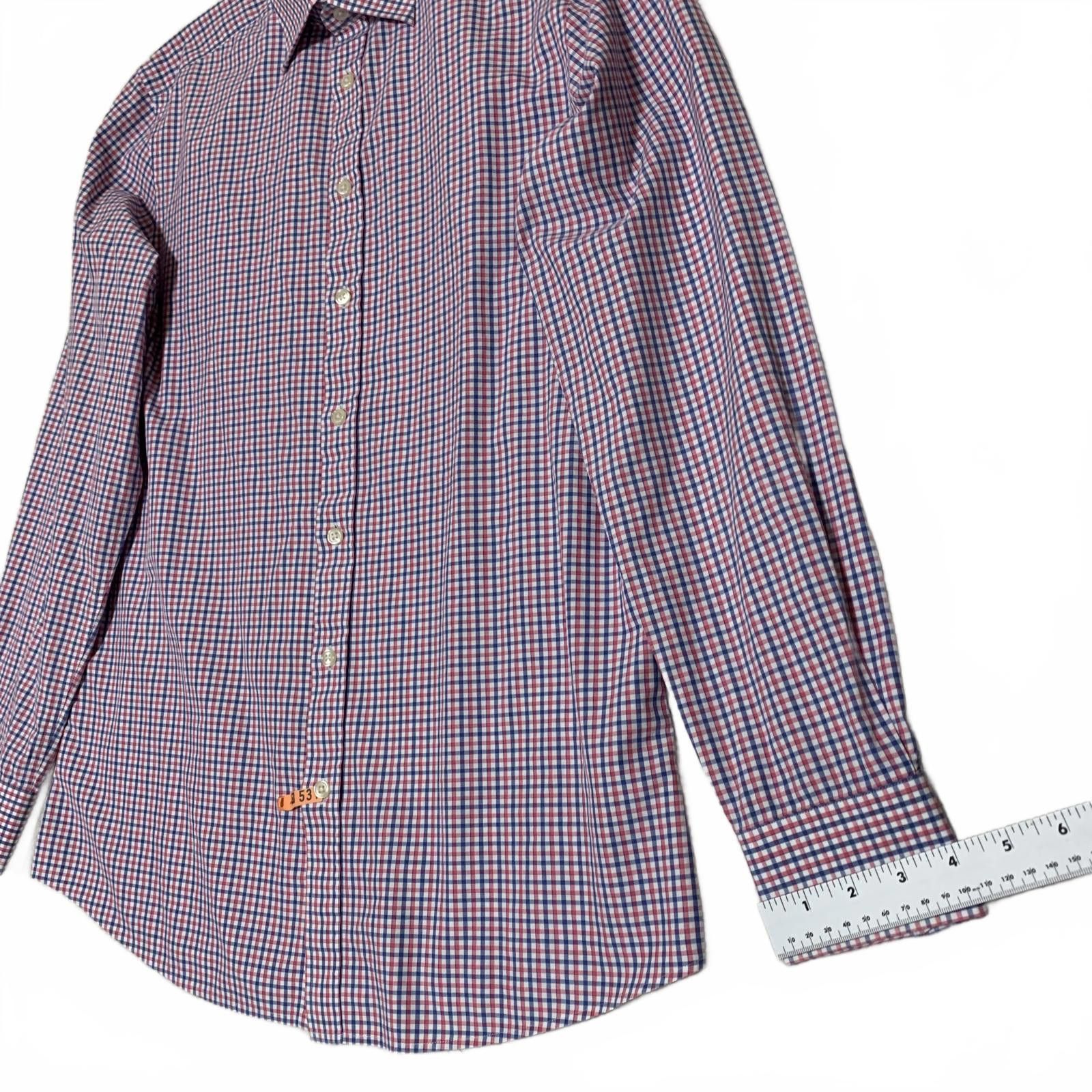 Charles Tyrwhitt Charles Tyrwhitt Slim Fit Men's 16/36 Red Blue Check Shirt Size 38R - 6 Thumbnail