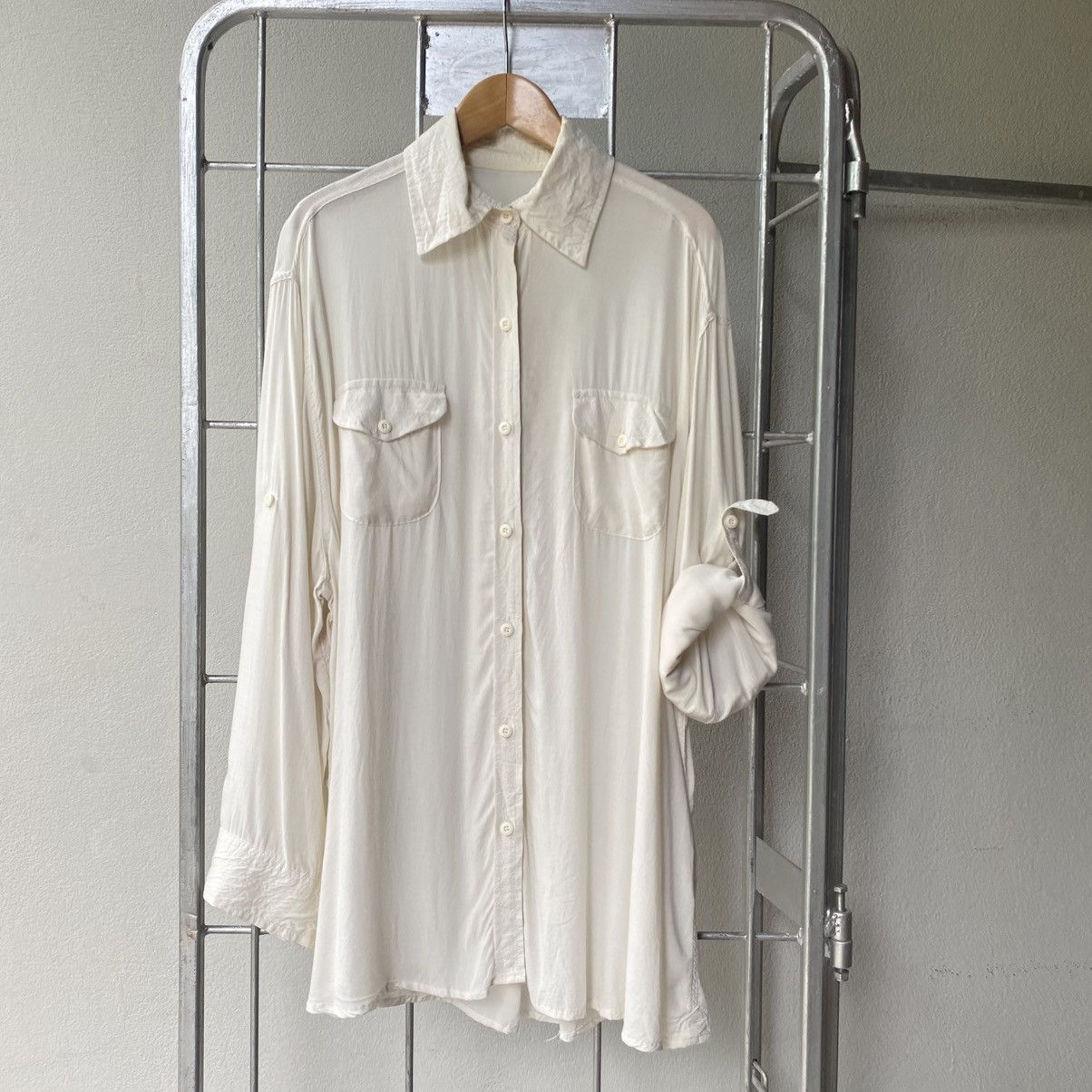 Designer × Japanese Brand G.O.A White Soft Long Sleeve Shirt with Chest Pockets Size ONE SIZE - 14 Thumbnail