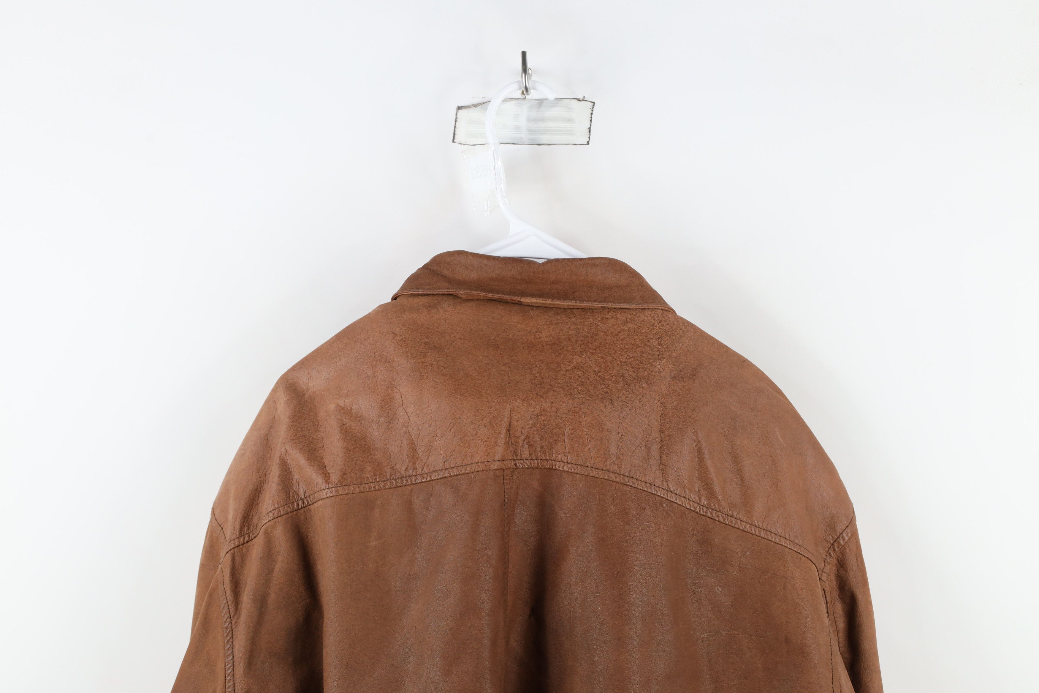 Vintage Vintage 90s Streetwear Leather Flight Bomber Jacket Brown Size US L / EU 52-54 / 3 - 17 Thumbnail