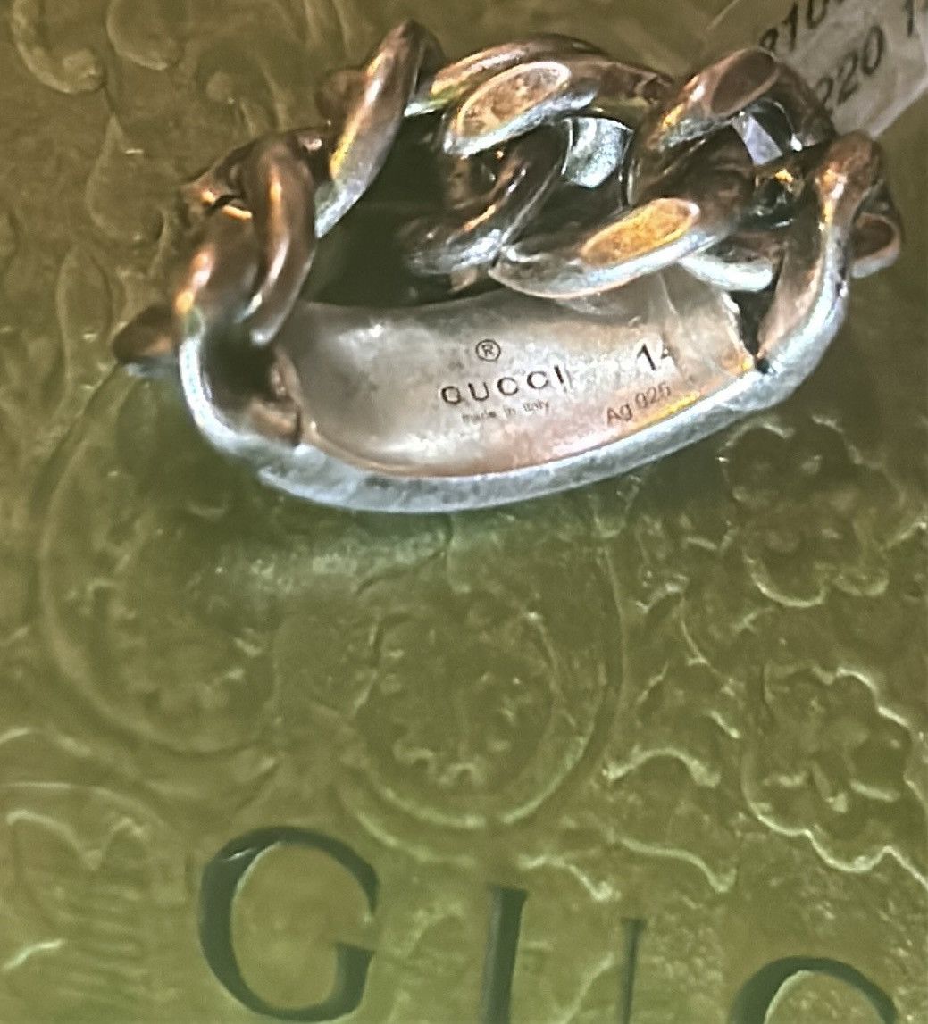 Gucci Gucci Enamel Tag Chain Ring Black Ag 925 Size ONE SIZE - 6 Thumbnail