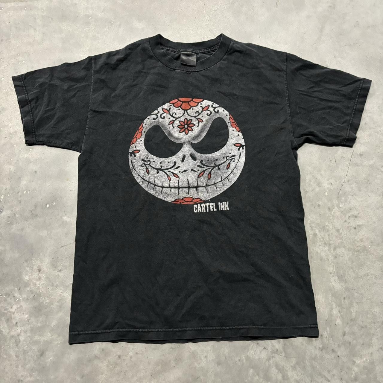 Japanese Brand × Vintage Crazy Vintage Y2K/2000s Faded Cartel Ink Day Of The Dead Skull Graphic Tee! Size US M / EU 48-50 / 2 - 1 Thumbnail