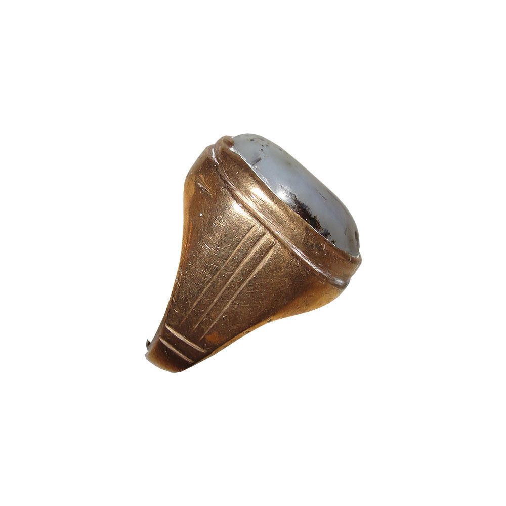 Handmade Mens Hand Made Brass Copper and Agate Stone Ring Size ONE SIZE - 2 Thumbnail