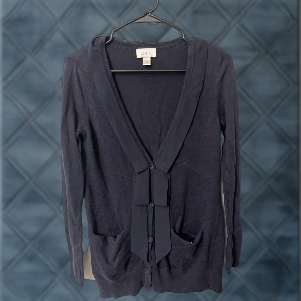 Loft LOFT Women's Cardigan Sweater Small Navy Blue Long Sleeve Good Condition Size S / US 4 / IT 40 - 1 Thumbnail