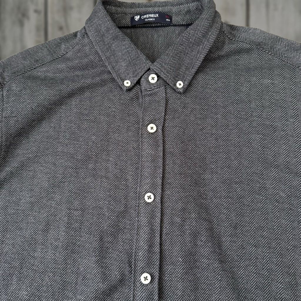 Cremieux Cremieux Classics Shirt Mens 2XL Gray Herringbone Knit Button-Down Long Sleeve Size US XXL / EU 58 / 5 - 1 Thumbnail