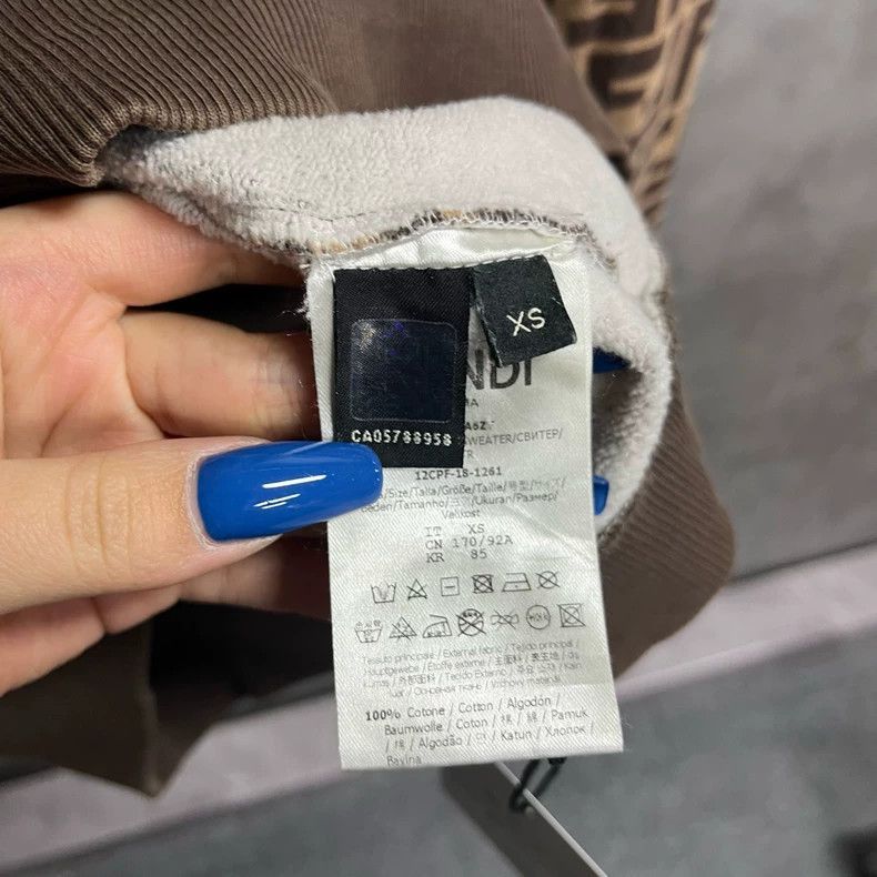 Fendi Fendi Brown Logo Hoodie with Yellow Drawstring Size US XS / EU 42 / 0 - 3 Thumbnail