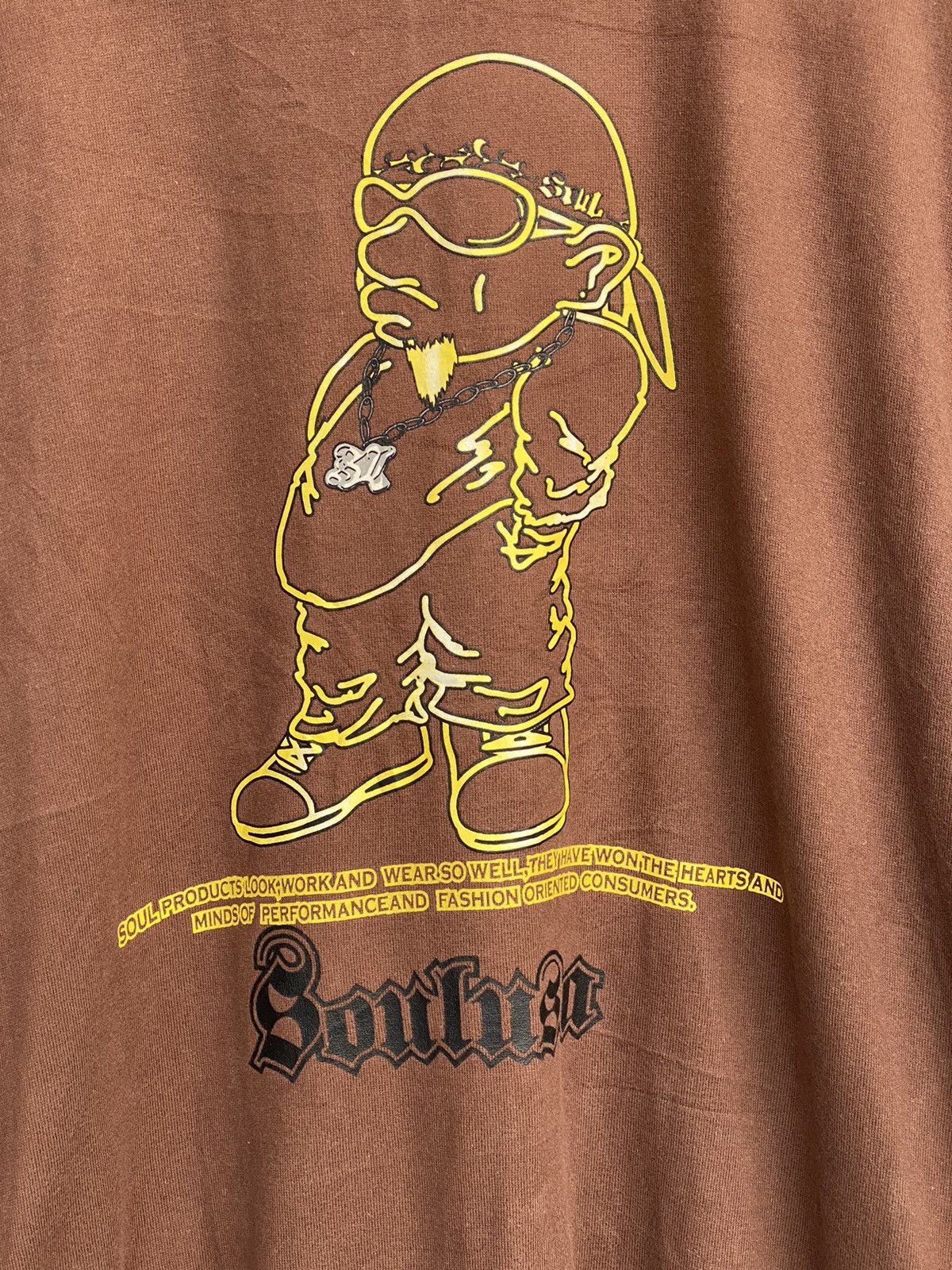 Japanese Brand × Rap Tees × Vintage Vintage Soul Los Angeles Brown Varsity / Travis Flacko Scott Size US L / EU 52-54 / 3 - 7 Thumbnail