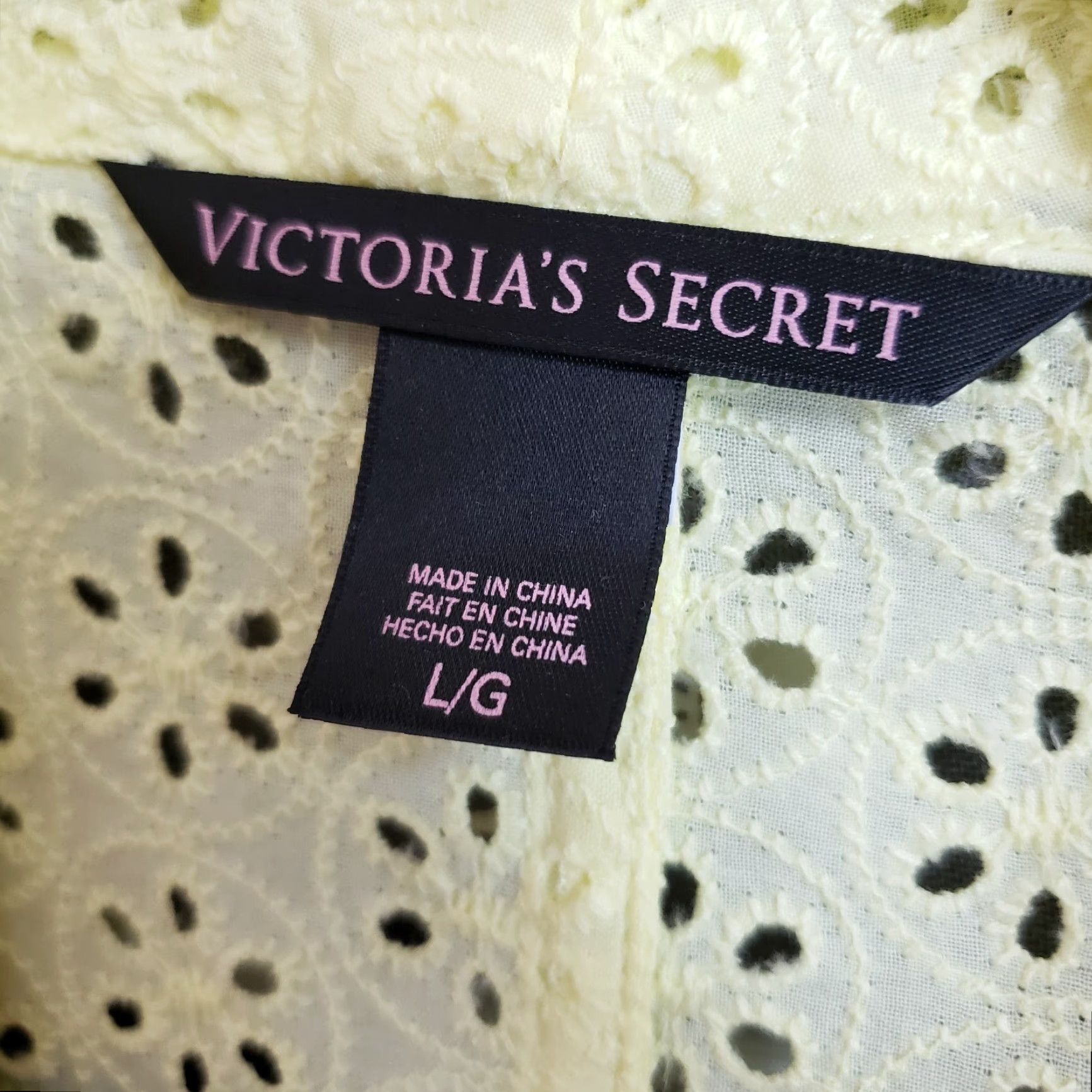 Victoria's Secret Victoria's Secret Womens Dress Sz Large Button Front Yellow Eyelet Cotton Size L / US 10 / IT 46 - 6 Thumbnail