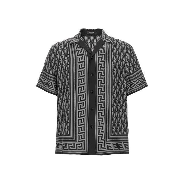 Versace VERSACE Greca Gray Silk Shirt New & Authentic (Men's size:M; Size US M / EU 48-50 / 2 - 1 Thumbnail