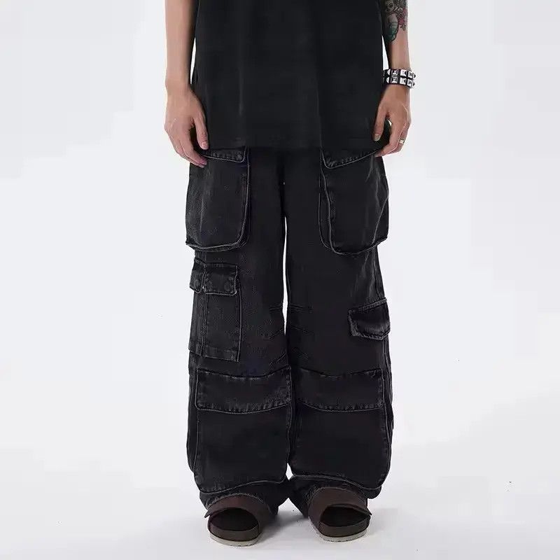 Japanese Brand Heavy vintage wash multi-pocket baggy design jeans Size US 34 / EU 50 - 4 Thumbnail