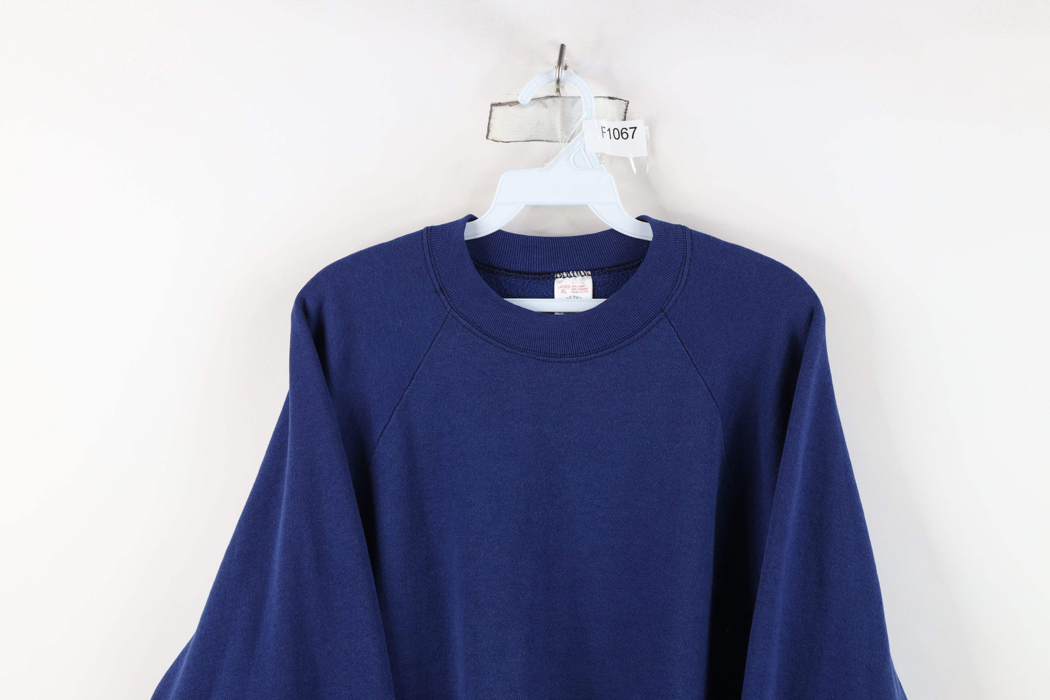 Vintage Vintage 90s Streetwear Blank Crewneck Sweatshirt Blue USA Size XL / US 12-14 / IT 48-50 - 2 Thumbnail