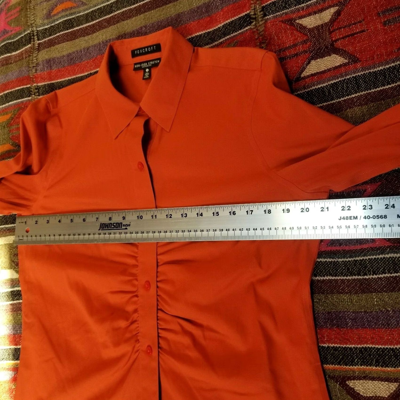 Vintage Foxcroft Women Blouse Shirt Long Sleeve Non-Iron Ruched Red Sz 10 Fitted Shirt Women Size L / US 10 / IT 46 - 5 Thumbnail