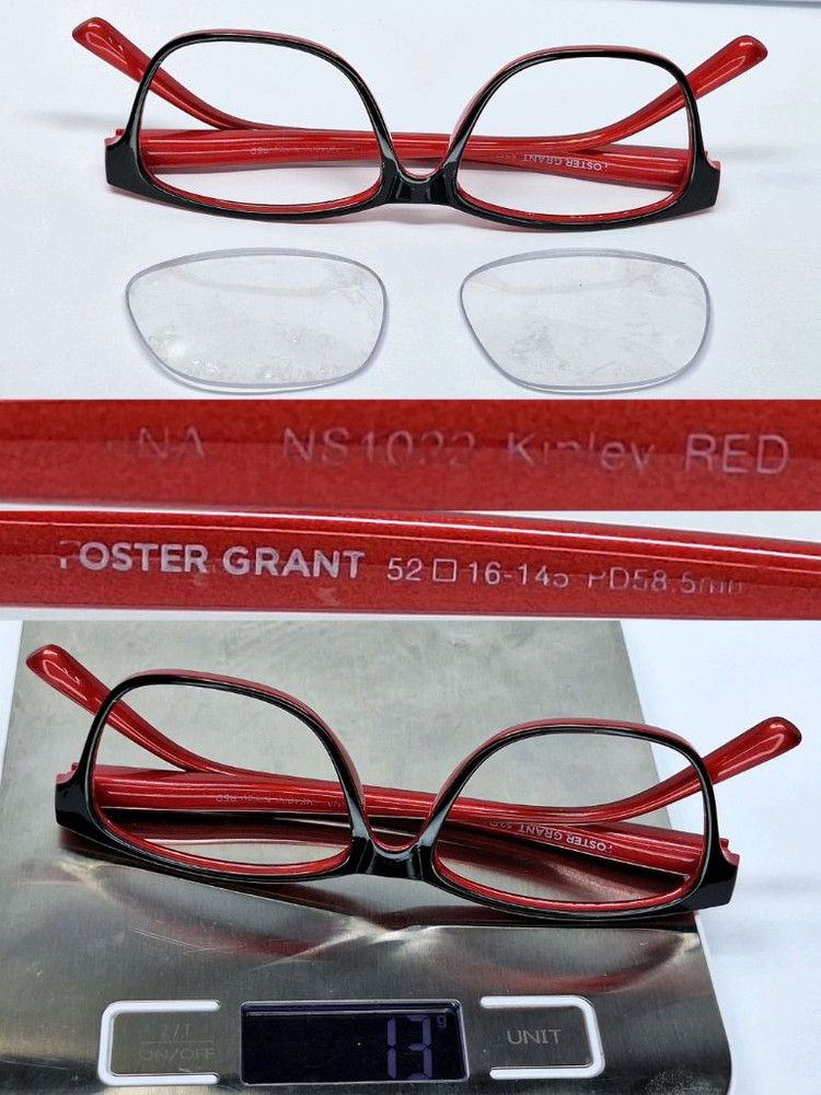 Foster Grant FOSTER GRANT NS1022 Glasses Frame Black & Red Unisex 52mm Size ONE SIZE - 9 Thumbnail