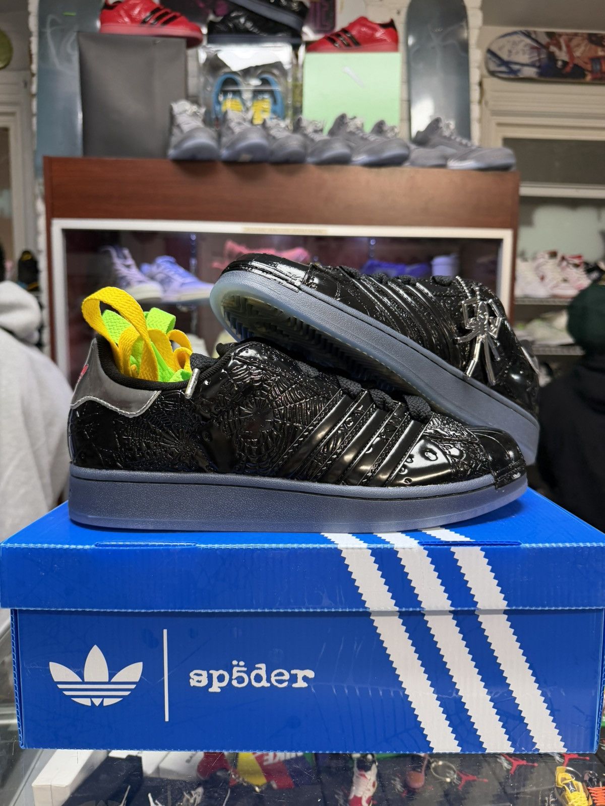 Sp5der Sp5der X Adidas Superstar (Black) Size US 10 / EU 43 - 1 Thumbnail