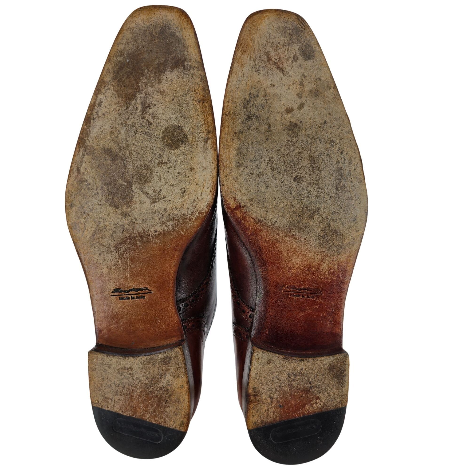 Santoni Santoni Italy Antiqued Brown Leather Dress Shoes 8 Oxford Size US 8 / EU 41 - 3 Thumbnail