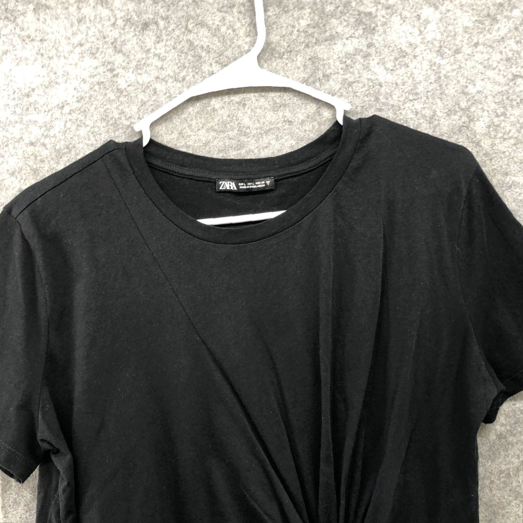 Zara Womens Cotton Crewneck Twist Front Black Zara T Shirt L Extra Large XL Size L / US 10 / IT 46 - 3 Thumbnail