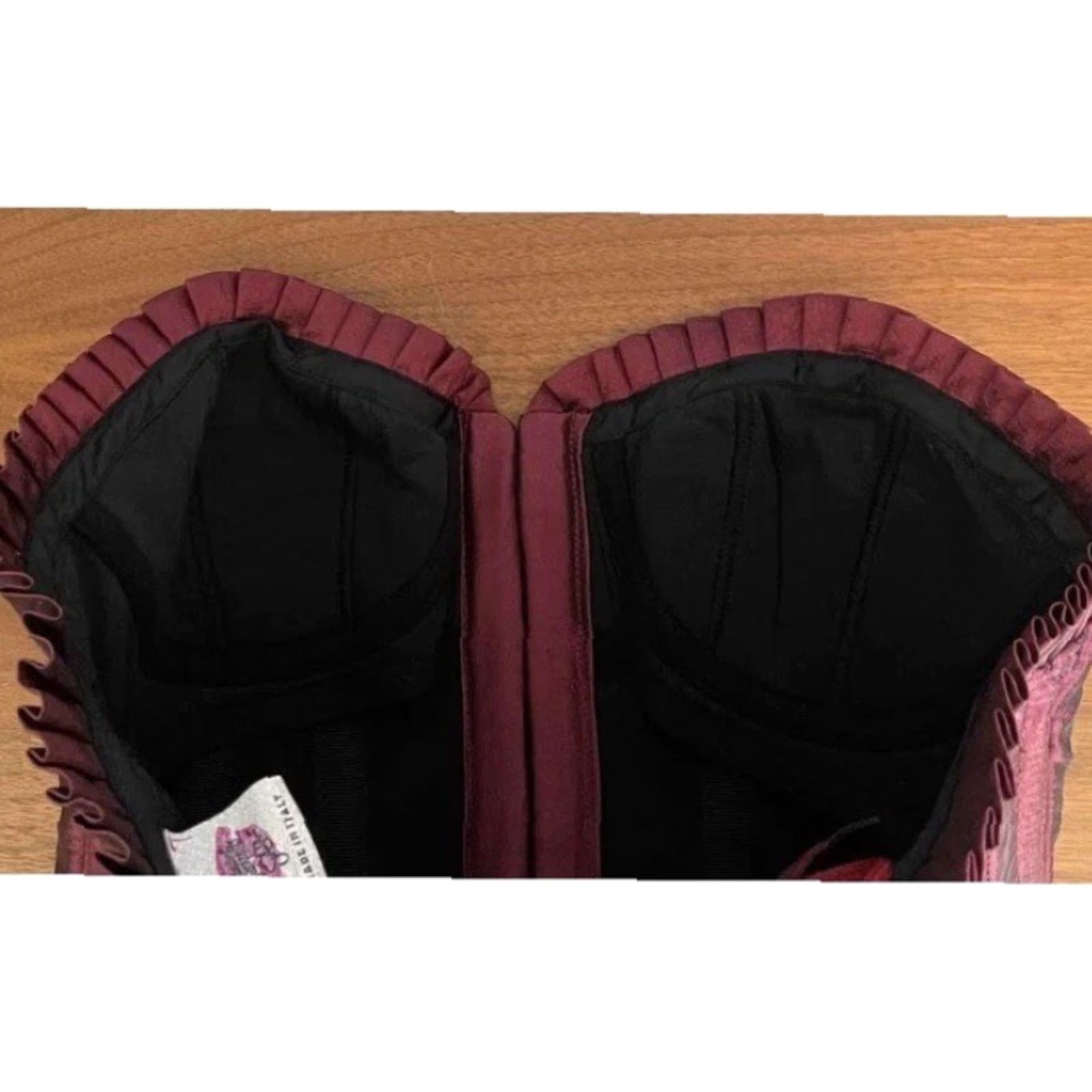 Vintage SEDUZIONI DIAMONDS Dress Strapless Corset Back Lace-up Burgundy 2 Sleeveless Women's Bodycon Fall 2007 Short Size XS / US 0-2 / IT 36-38 - 6 Thumbnail
