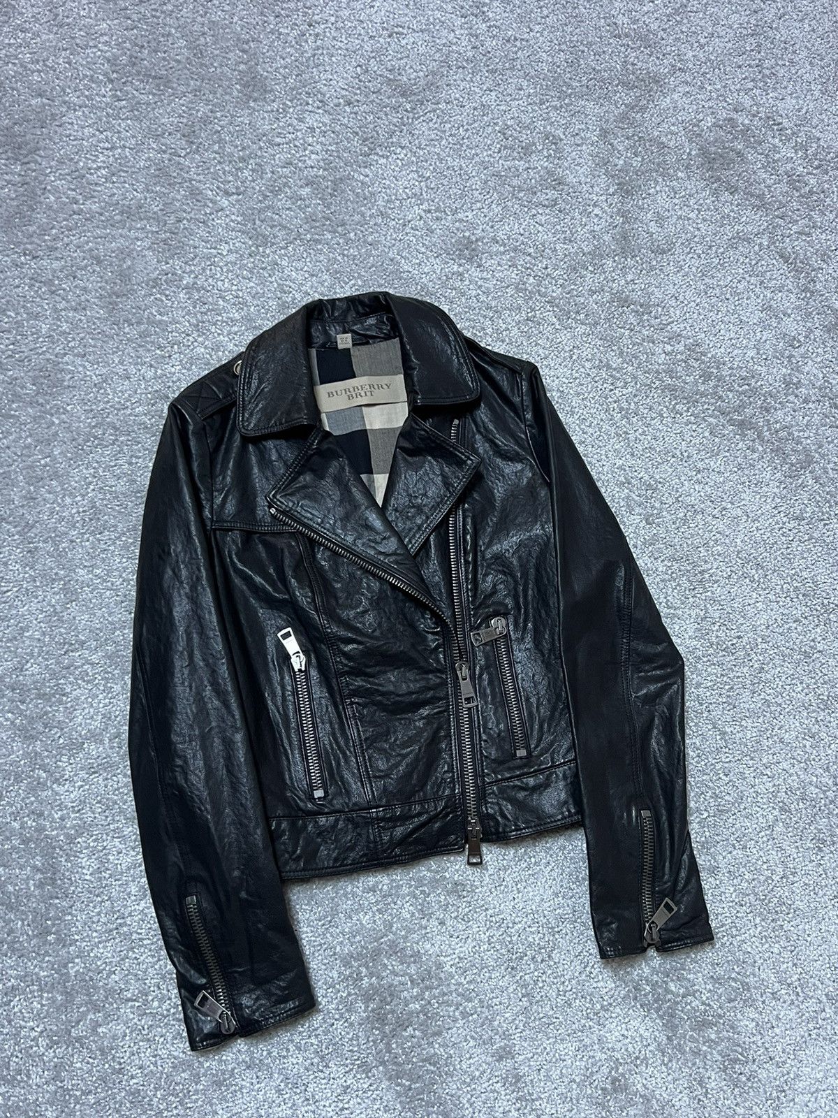 Burberry Burberry Brit Black Leather Biker Jacket Size 40 IT Size S / US 4 / IT 40 - 4 Thumbnail