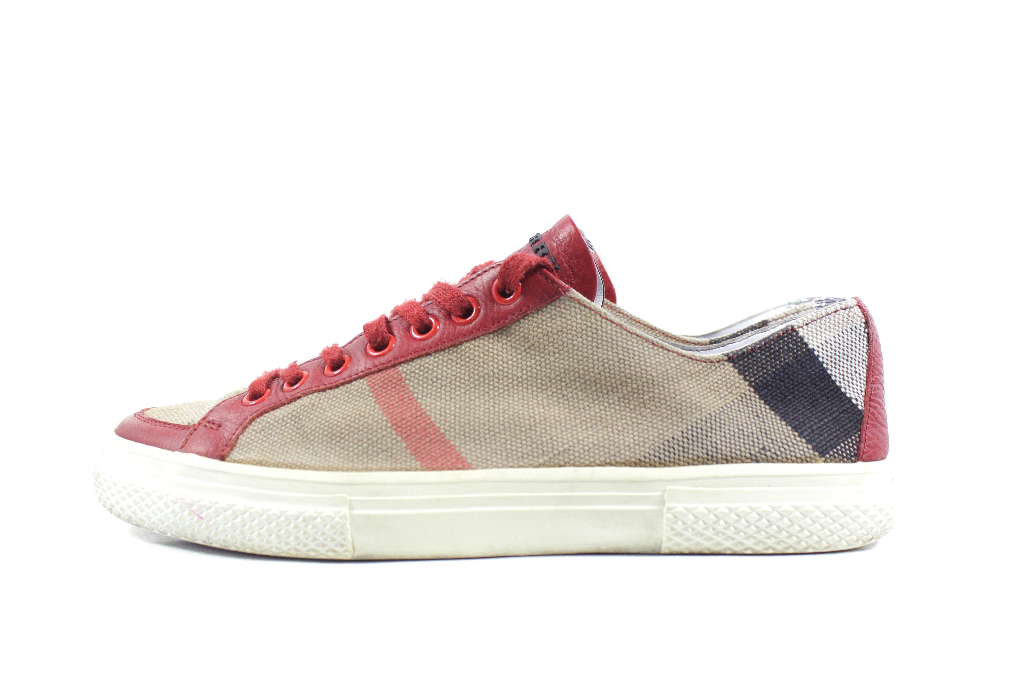 Burberry Distressed Nova Check Leather Low Sneakers Size US 7 / IT 37 - 1 Thumbnail
