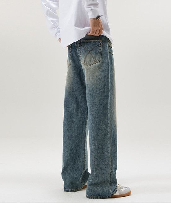 Vintage American-style men's straight-leg baggy washed denim jeans Size US 32 / EU 48 - 5 Thumbnail