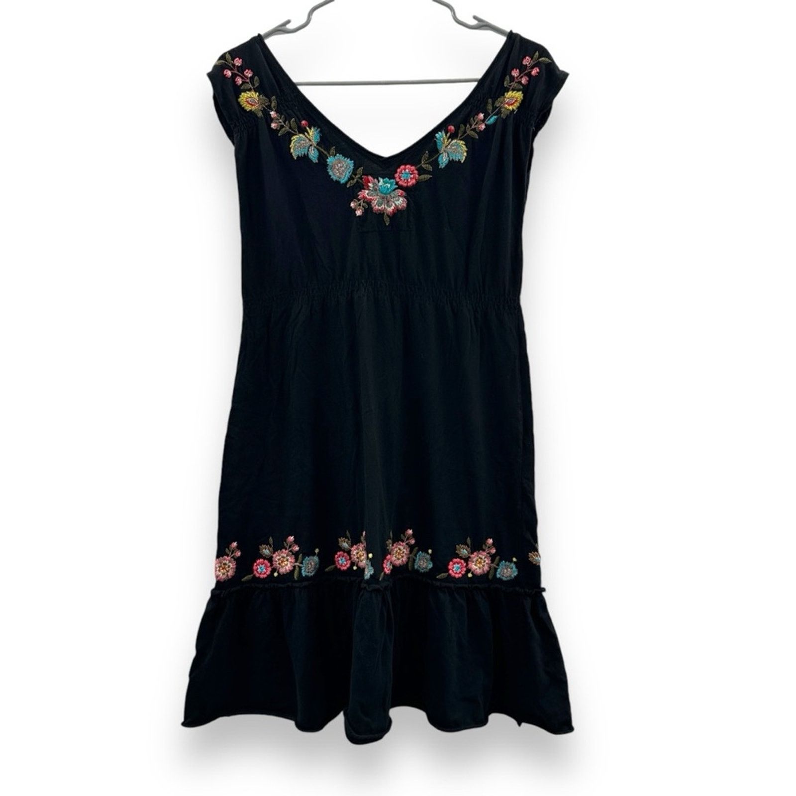 Johnny Was Johnny Was Black Multicolor Floral Embroidery Tunic Top Size S / US 4 / IT 40 - 4 Thumbnail