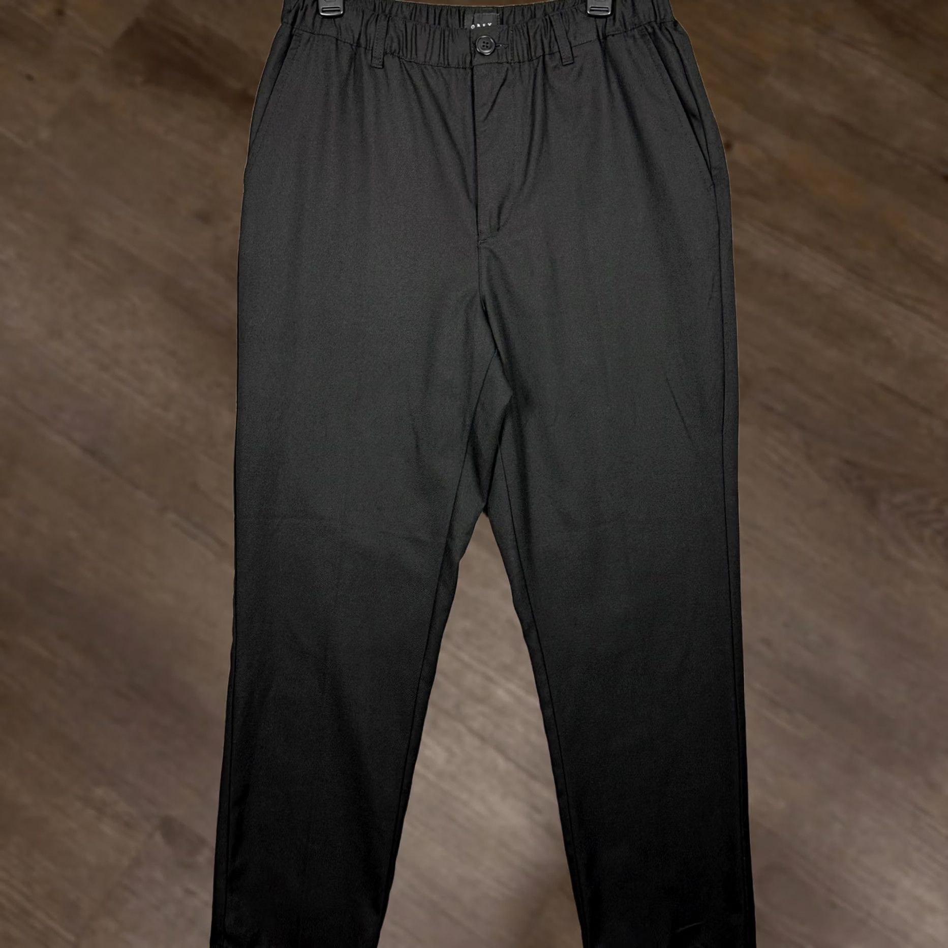 Obey VINTAGE? NO Obey Pants Mens M Black Chino Tapered Elastic Waist Drawstring Pockets Slant 30x29.5 Button Size US 30 / EU 46 - 1 Thumbnail