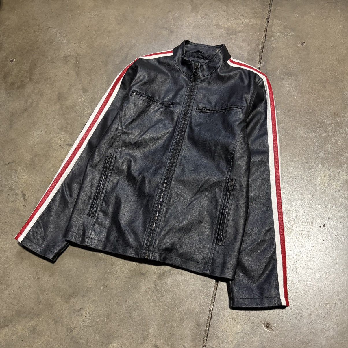 Wilsons Leather Vintage Wilsons Leather Biker Jacket Moto Cafe Racer Striped Size US M / EU 48-50 / 2 - 2 Thumbnail