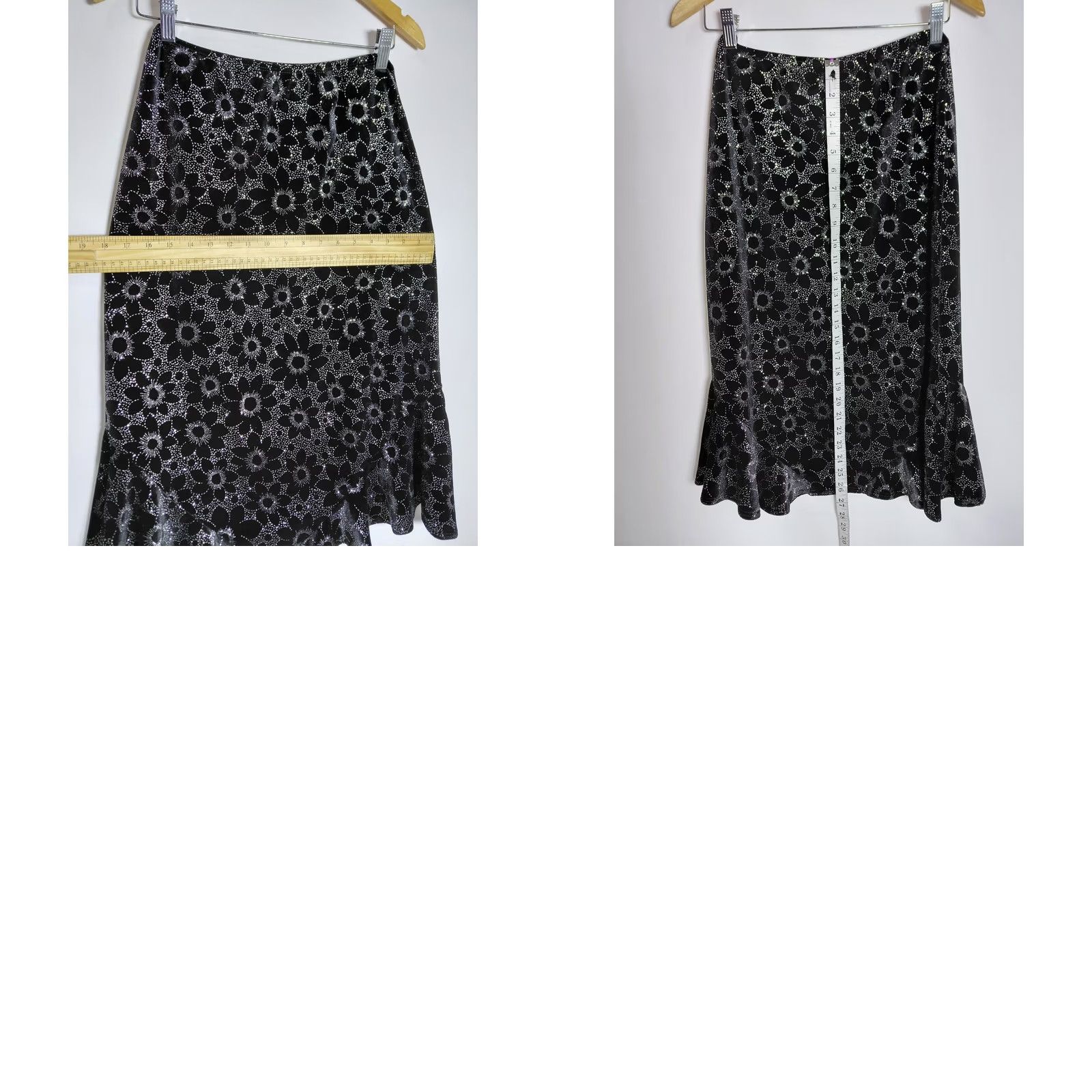 Vintage Notations Black Floral Print Skirt Women Size S Knit A-Line Size 28" / US 6 / IT 42 - 8 Thumbnail