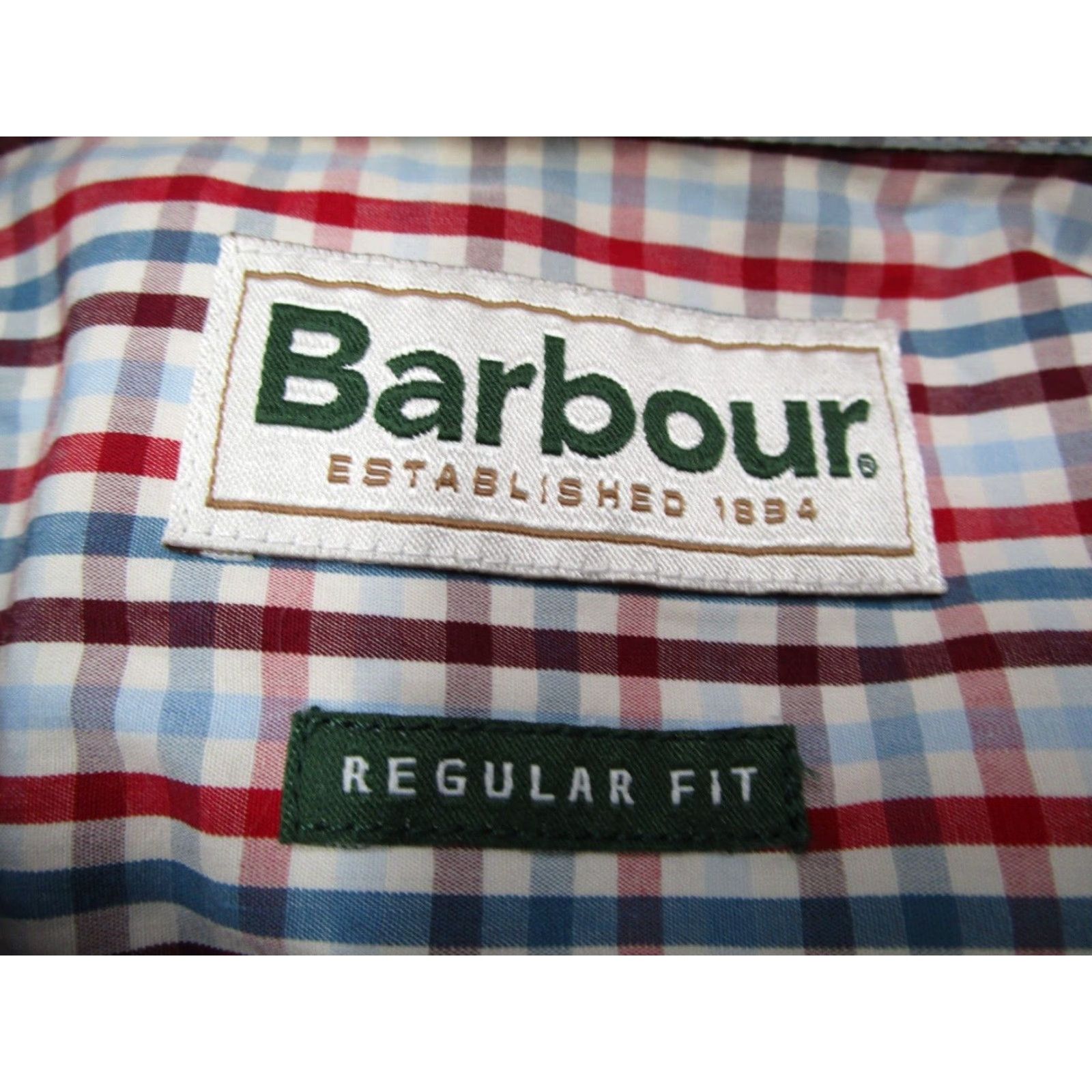 Barbour VINTAGE Barbour Shirt Men's Large Casual Long Sleeve Check Cotton Red Blue 2010s Size US L / EU 52-54 / 3 - 3 Thumbnail