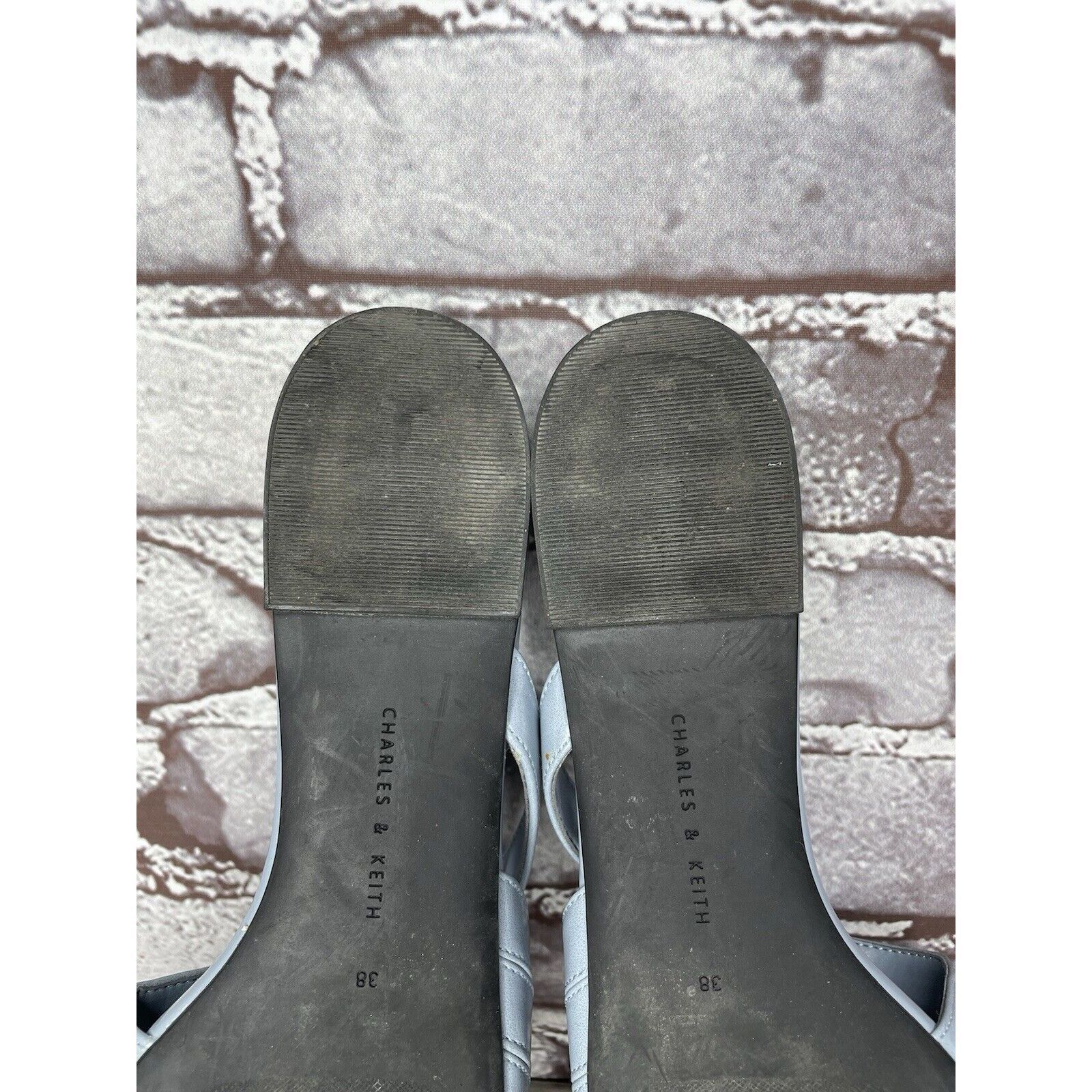 Other Charles Keith Blue Leather Pointed Toe Flats Mules Shoes Wom Size US 7.5 / IT 37.5 - 9 Thumbnail